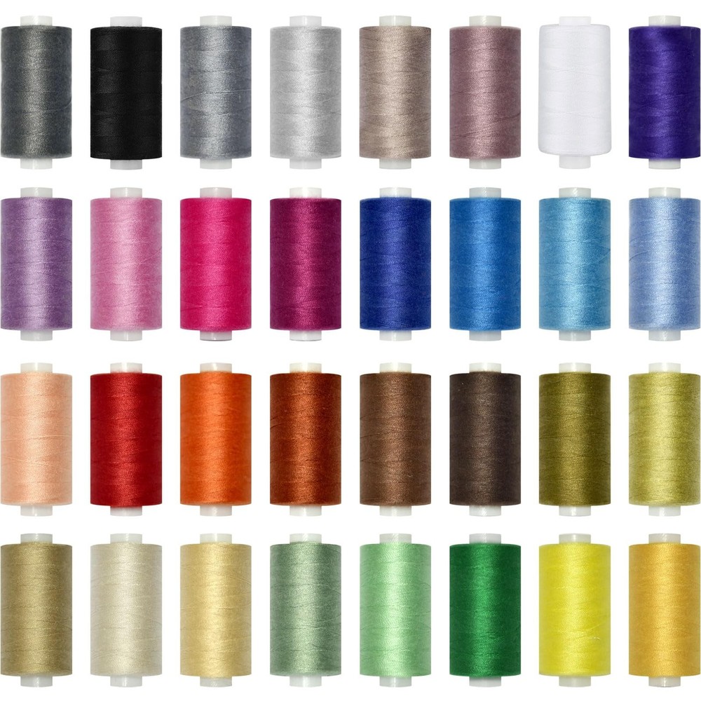All Purpose Sewing Thread Set – 32 Assorted Rainbow 32 spools, Color