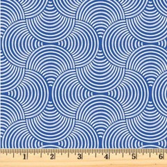 Porcelaina Blue Ripples Cotton Quilt Fabric Sale 5508BW By the half yard