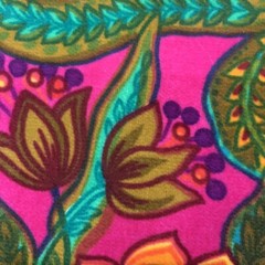 Stunning Vintage 60s 70s Neon Gothic Floral Velveteen Fabric 36×35.5”