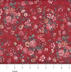 Manor Elegant Flower Bouquets Burgundy Red 100% cotton fabric PICK SIZE