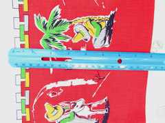 Vintage Fabric Piece 36″ x 25.5″ Cotton Multi Color Latin American Red Border