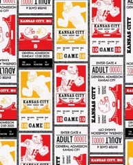 Kansas City Chiefs, NFL, Football, Ticket Stripe Fabric! Cotton•1yd•BTY•FASTSHIP