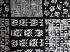 Vintage Black White Geometric Print Cotton Fabric 2 Yards 45″W Boho Modern