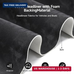 96″x60″ Black Suede Headliner Fabric Roll, Car Roof Liner | Tube Packaging, Wrin