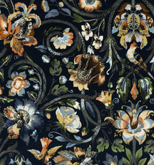 HOUSE OF HACKNEY CURTAIN FABRIC DESIGN Gaia Velvet 2 METRES MIDNIGHT