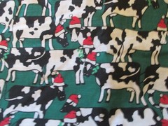 CHRISTMAS COWS WITH Santa Hats COTTON by FABRIC TRADITION #5861 BTYx44