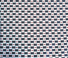 *BTY*PATRIOTIC FACE MASKS: NAVY “USA” & RED STARS 100% COTTON FABRIC 44X36″ 1 YD