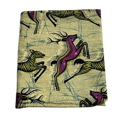 African Wax Print Fabric Running Deer Pattern By Sotiba Dakar 39L x 44W