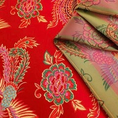 Aiko RED Dragon Floral Brocade Chinese Satin Fabric for Cheongsam/Qipao, Appare