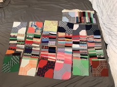 Set Of 130 Bowtie Pattern Quilting Pieces Multi Colors 7.5” Squares