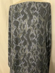 Linen Rayon Blend Snakeskin Or Python Gray/Blue Tone Fabric 1.5 Yards 55 ” Wide
