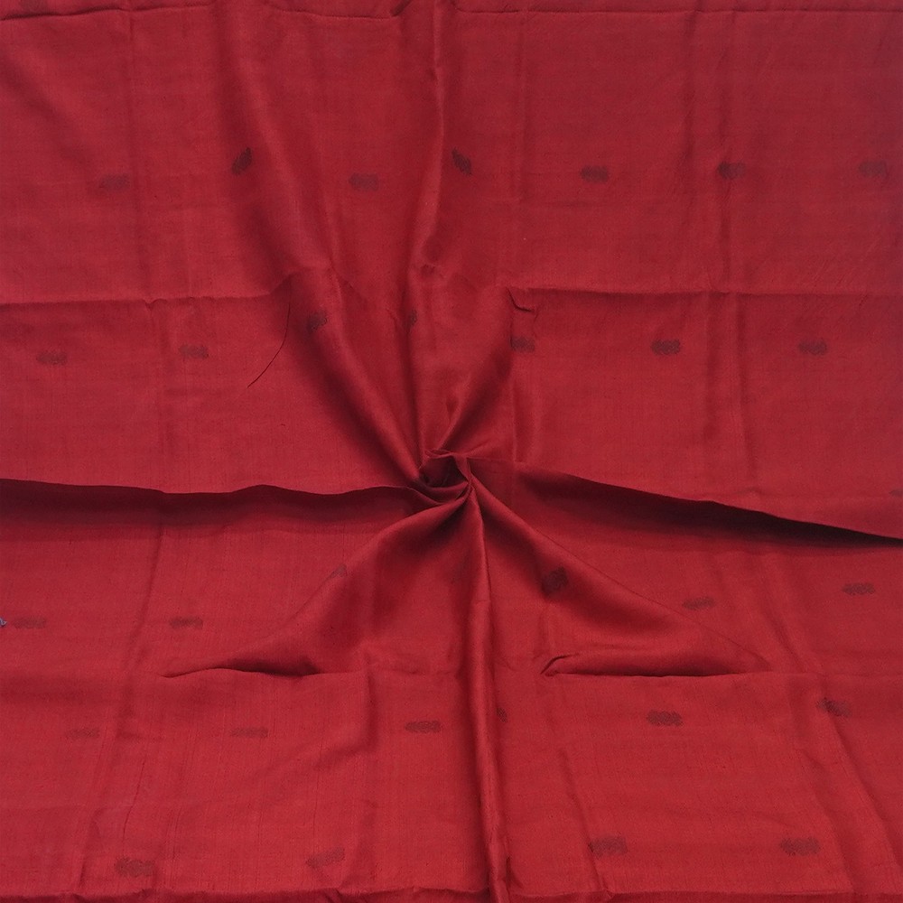 Vintage Red 100% Pure Silk Handwoven Sari Remnant 4YD Craft Fabric Silk Scrap