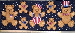 Patriotic Teddy Bear Cotton Fabric 2 pc. Panel 18×45 each Hallmark Wamsutta