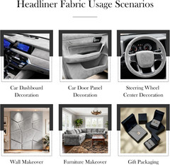 Suede Headliner Fabric, 96″ L×60″ W Grey Car Headliner Material, Tela para Tapiz