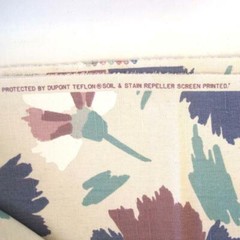 Stanley King Screen Printed Designer Fabric Dupont Treated Mod Flowers 3 Yards