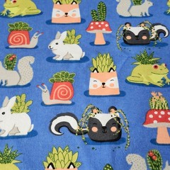 Super Snuggle Flannel Fabric 5 yd New Uncut Succulent Animals Blue