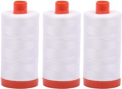 3-PACK – Aurifil 50WT – Natural White, Solid – Mako 3 Spool Bundles, White