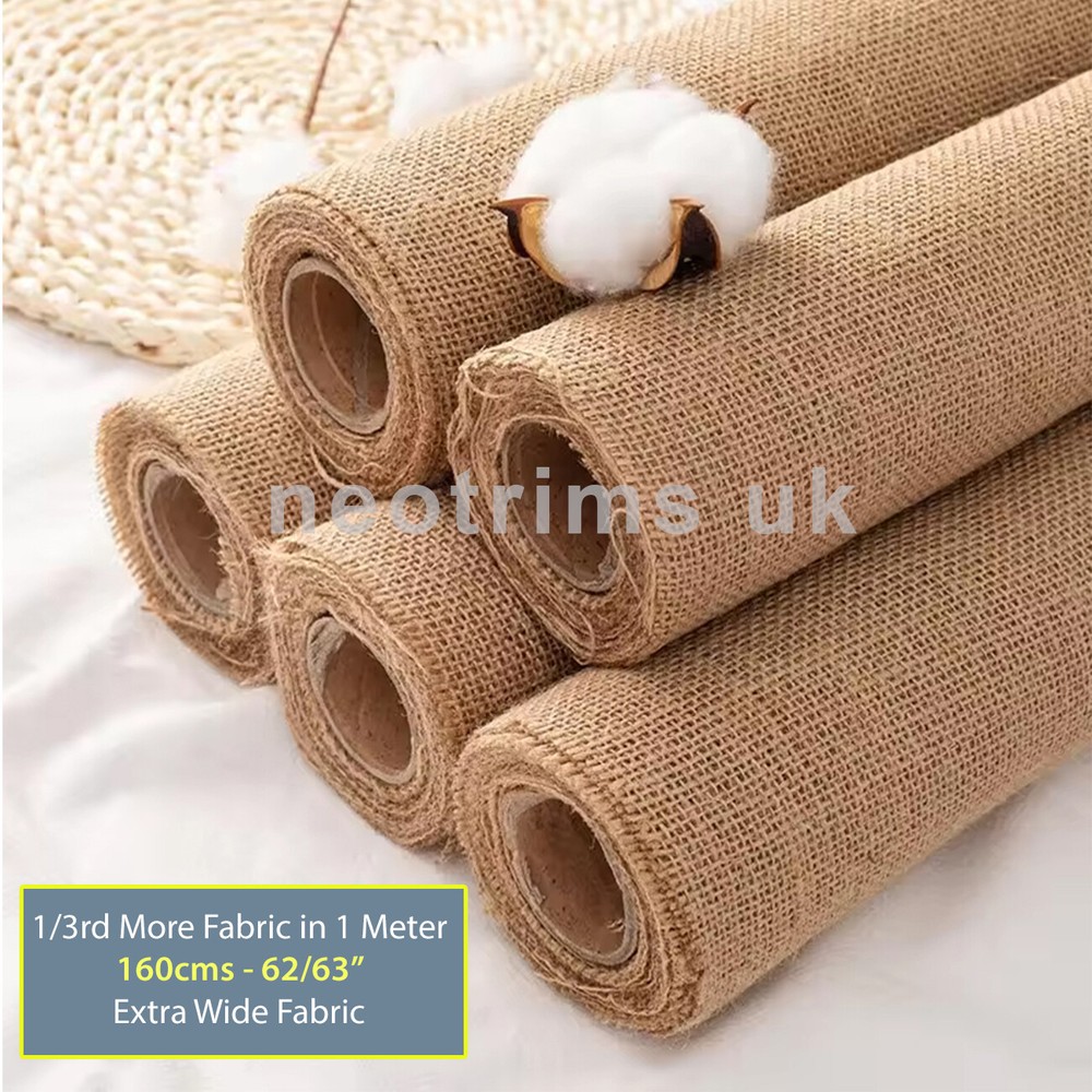 Natural Hessian Fabric Extra Wide 63” 160cm Jute Burlap, Upholstery Garden Craft