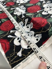 ALEXANDER HENRY 2.5 yards x 42 inches “SKULLS” and Roses 2001 Fabric Quilting