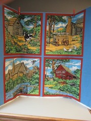 LINCOLN TEX. Country 4 Pillow Quilt Panels ROLLING STORE AIRPLANES RIDES NEW