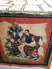 Wilmington Prints Christmas Emporium panel Santa Gift Tag Slow Stitch Crafts