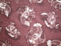 Crab Crabs Lobster Sea Food Realistic Snacks Burgandy Brown Cotton Fabric FQ