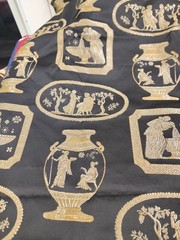 Egyptian Black Gold Print For Dress Designer Fabric clothing dressmaking ’02