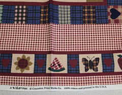 VTG 1 Yard Cranston Americana Down Home Country Folk Art Print Cotton 45″ Wide