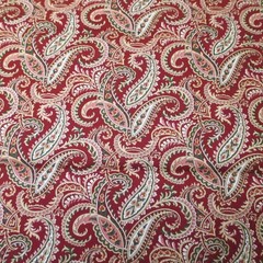 David Textiles Cotton Fabric floral Paisley on Burgundy Red 19″ x 44″