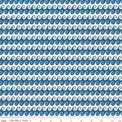 Riley Blake Free as the Ocean Quilting by the yard Cotton Fabric Waves Blue Wht