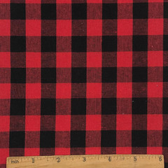 Red and Black Fabric 130GSM Lumberjack Buffalo Cotton Blend 57“ Wide X 1 Yard P