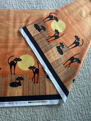 Stray Cat Strut Double Border Full Yard Black Cats on a Fence by Michael Miller