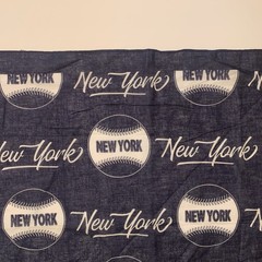 New York Yankees-themed Cotton Fabric Square 21-1/2” Navy & White, Baseball