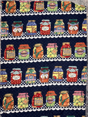 Vtg 1993 Sharon Kessler Canning Jars Navy Blue Cotton Fabric Remnant~ 31″ x 22″