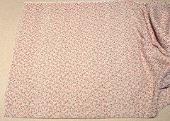 Romantic vintage tiny pink/red flowers on sheer white cotton 4 yards x 45″ w