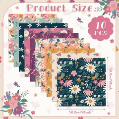 Hahafelt 10 Pcs Vintage Floral Quilting Fabric by The Yard 20 x 20 Inch Retro Me