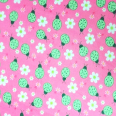Ladybugs & Daisies Fuchsia Print Fleece Fabric – 60″ Wide – Sold by The Yard