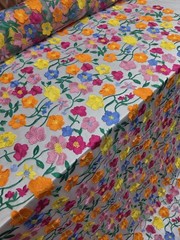 Multicolor Embroidery 3d Floral Lace Fabric By The Yard Blue Orange Pink Flowers