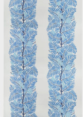 BRUNSCHWIG & FILS CURTAIN FABRIC DESIGN Palmar Print 5.2 METRES BLUE 100% LINEN