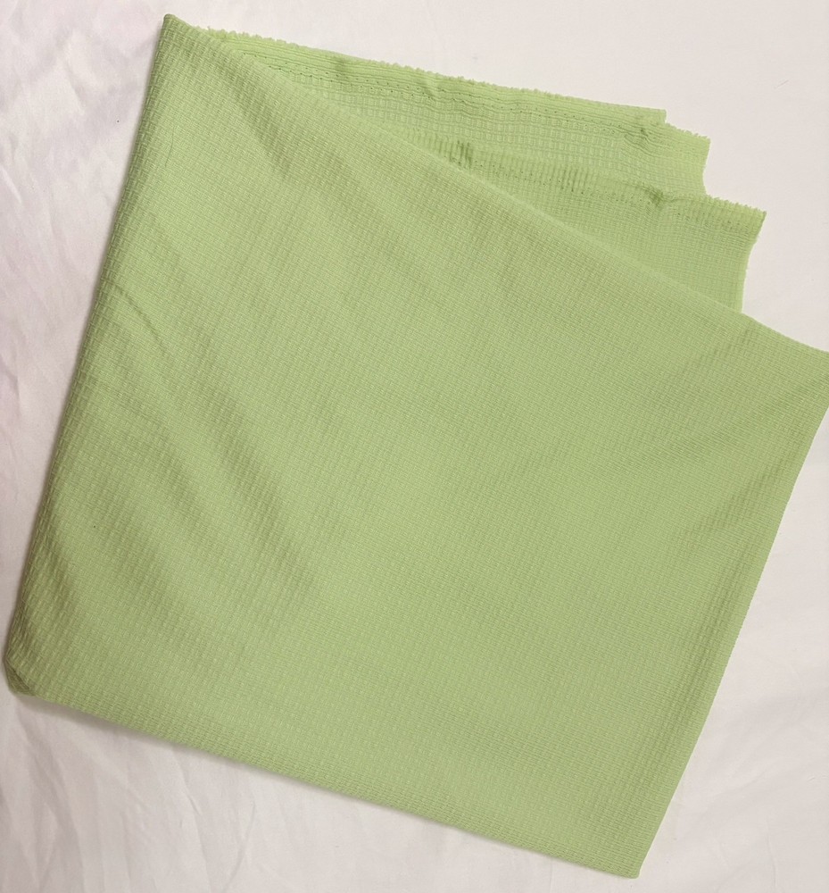 Vintage 70s Double Knit Waffle Weave Fabric, Lime Greens 58×64 Inches
