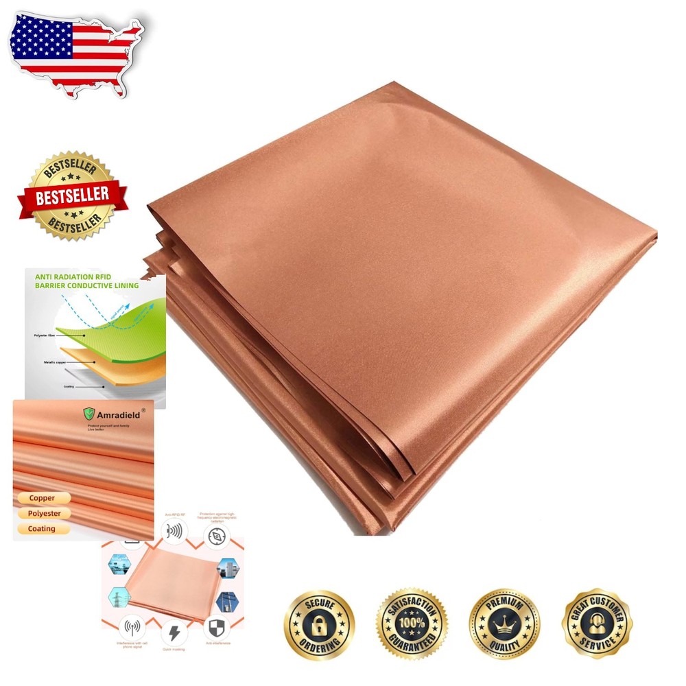 Golden Copper Faraday Fabric 197″x43″ RFID EMF Blocking Radiation Shielding