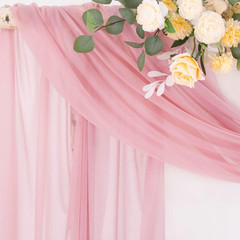 Wedding Arch Draping Fabric 29″ X 20Ft 1 Panel Dusty Rose Sheer Outdoor Curtain