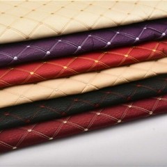 Faux Silk Diamond Fabric Heavy Duty Leatherette Upholstery Sewing Material NEW