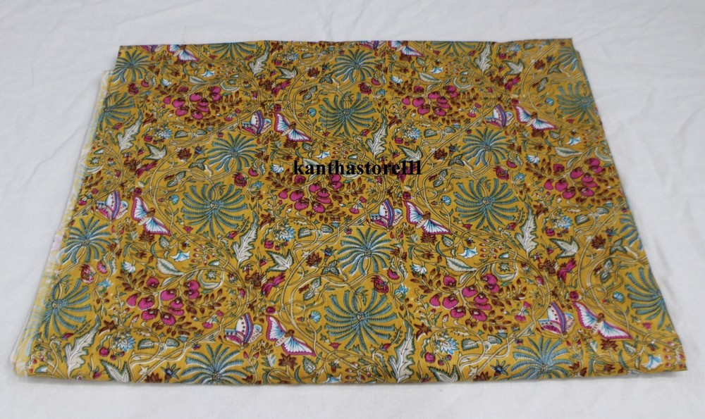 handmade butterfly print cotton fabric, cotton loose fabric, home décor fabric