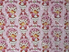 Custom 100% Cotton Woven Berry Girl Pink 80s Cartoon by the 1/4 Yard 9×56 V4