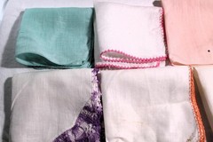 Lot of 9 Vintage Handkerchiefs With Crocheted Borders, Some Slightly Imperfect