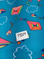 Bright Kite Print Cotton Fabric 1/2 yard x 46″ Blue Quilting Sewing Crafts
