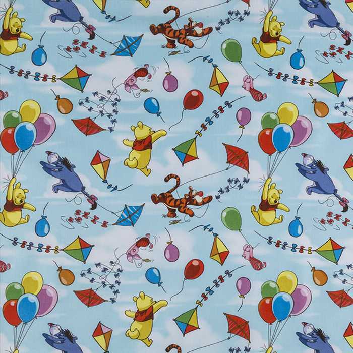 Winnie The Pooh Tigger Balloons Kite Party Nursery Blue Sky Cotton Fabric