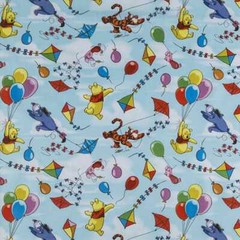Winnie The Pooh Tigger Balloons Kite Party Nursery Blue Sky Cotton Fabric