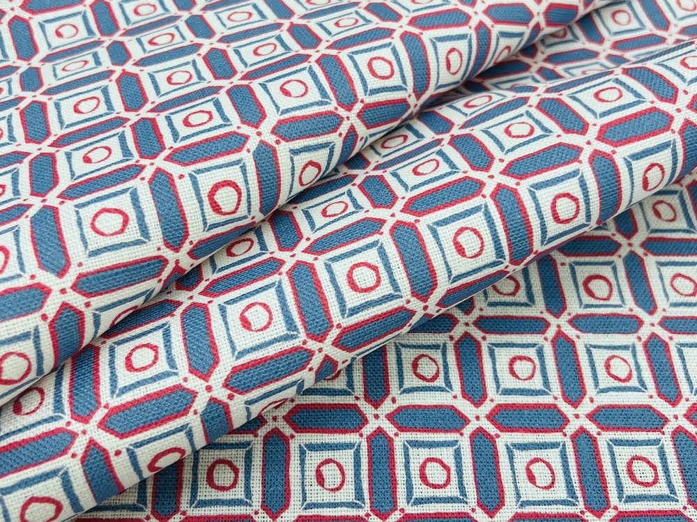 Marika Meyer Geometric Architectural Print Fabric- San Michele / Red Blue 8 yds